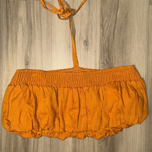 Orange Crop halter Top linen blend - Picture 3 of 3